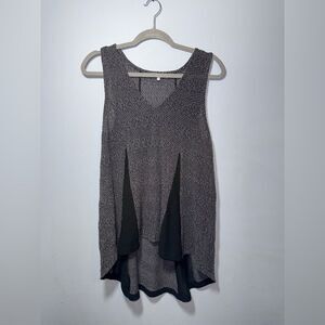 Ro & De Womens Knit & Silk sleeveless Hi low Top Size Small EUC